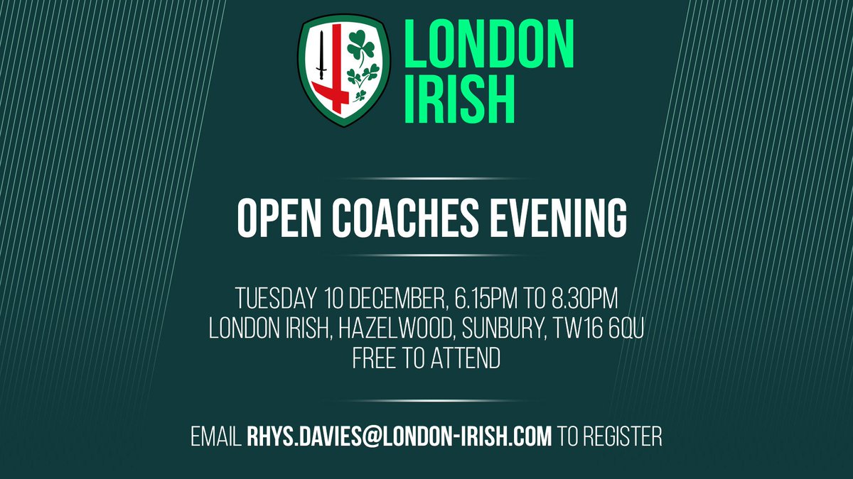 ☘️Come and Learn. Open invite to come and watch <a href="/AcademyIrish/">London Irish Academy</a> DPP coaches in action.
Take notes📒
Challenge practice🧐
Learn what to put in to your environment.
Get in touch if you want to come along 👊 <a href="/MiddlesexRFU/">Middlesex Rugby</a> #BetterNeverStops