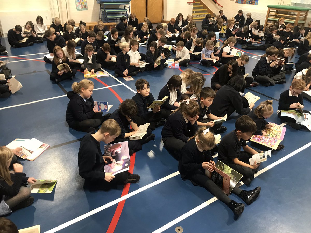 Whole school read in at assembly today for #ScottishBookWeek