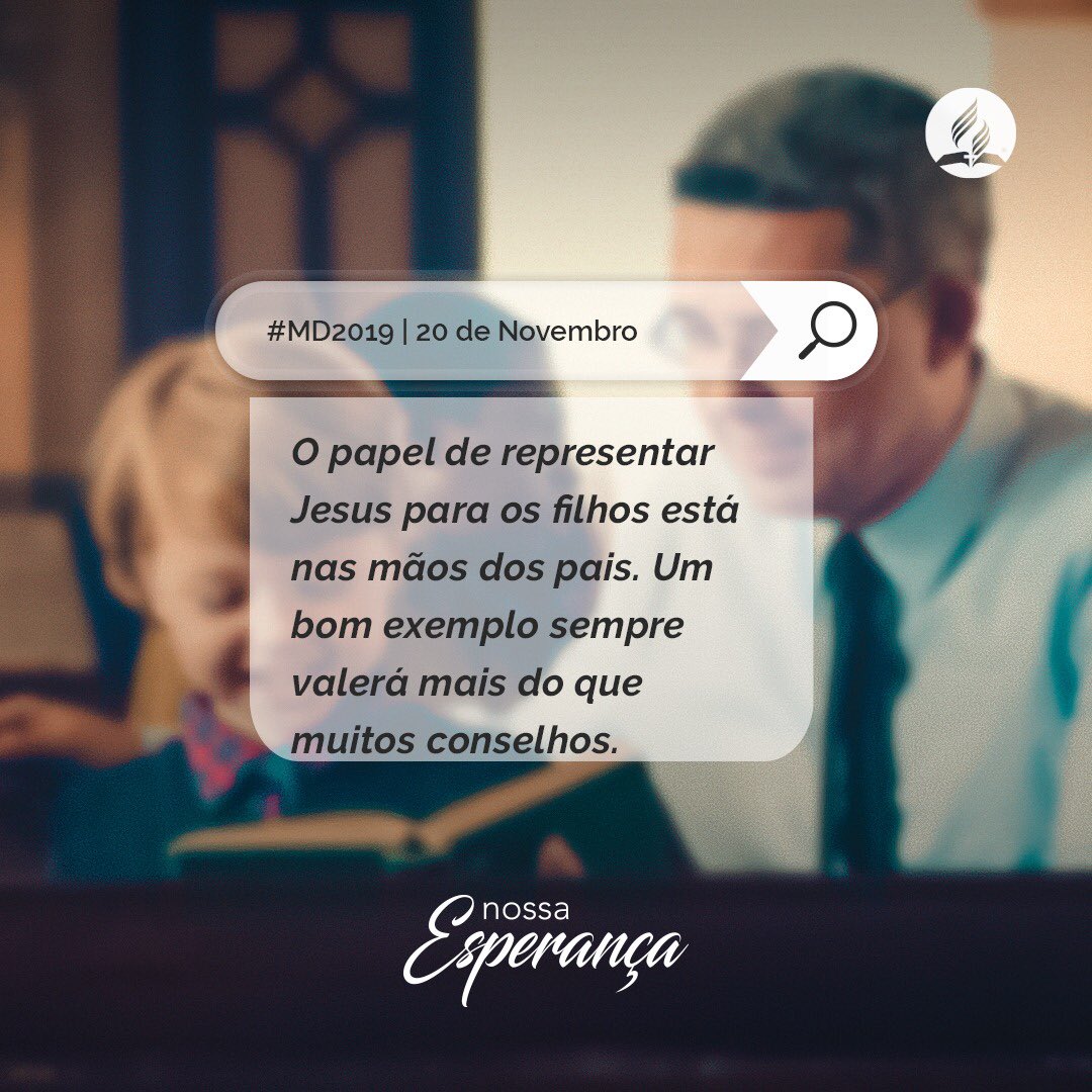 A maior necessidade de nossas crianças não é de passeios, brinquedos, equipamentos eletrônicos ou viagens especiais. A maior necessidade delas é a bênção de Jesus. É isso que traz equilíbrio, felicidade, prosperidade, sabedoria e salvação. #MD2019 #NossaEsperança #itiduda