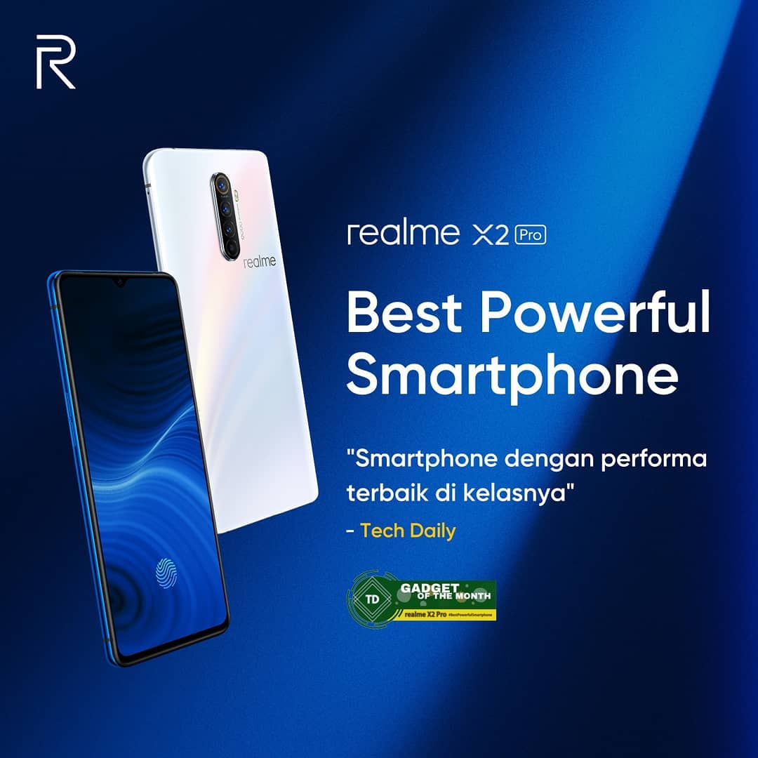 realmeindonesia's tweet photo. Tampa diragukan! realme X2 Pro dinobatkan sebagai "Smartphone dengan performa terbaik di kelasnya" Dan "Smartphone bertenaga untuk kebutuhan apapun" oleh TPLUS dan Tech Daily.

#realmeX2Pro #FullSpeedFlagship https://t.co/LoF4yyezYJ