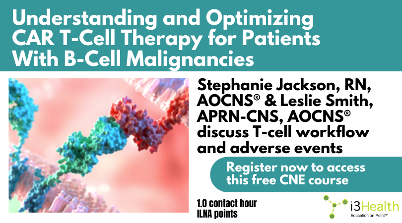 i3health's tweet photo. Are you comfortable managing CAR T-cell therapy adverse events?
https://t.co/ViTp1VQHe3

#CARTcell #adverseevents #oncologynurse #ILNApoints #freeCE #CNE https://t.co/41Xz5ZBSJH