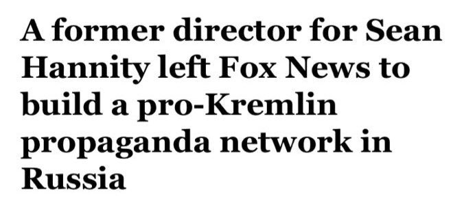 19/ So: a Fox anchor adopts Russian babies and tweets at Putin #2 a Fox anchor’s director moved to Moscow to start TV w/sanctioned oligarch #3 a Fox anchor marries a Russian model #4 Fox owner’s ex may be spy #5 Fox anchor Russian propagandistFaintly peculiar.