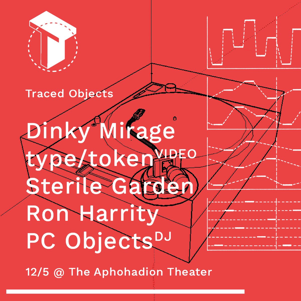 Do you live in or around Portland ME and enjoy fine strains of electronic music? Then come to the <a href="/tracedobjects/">Traced Objects</a> launch show tomorrow night at The Apohadion

Dinky Mirage
type/token - video works
Sterile Garden
Ron Harrity