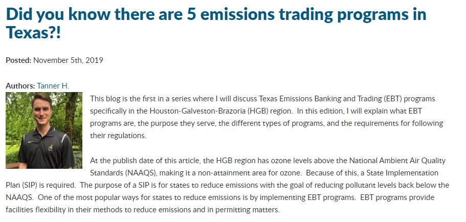 ALL4INC's tweet photo. Earlier this month, Tanner Henson shared "Did you know there are 5 emissions trading programs in Texas?!". Learn more about Texas Emissions Banking and Trading (EBT) here:
https://t.co/EV0vUeX8ma
#airqualityinsider #airqualitymodeling #environmentalconsulting https://t.co/9U59nplJih