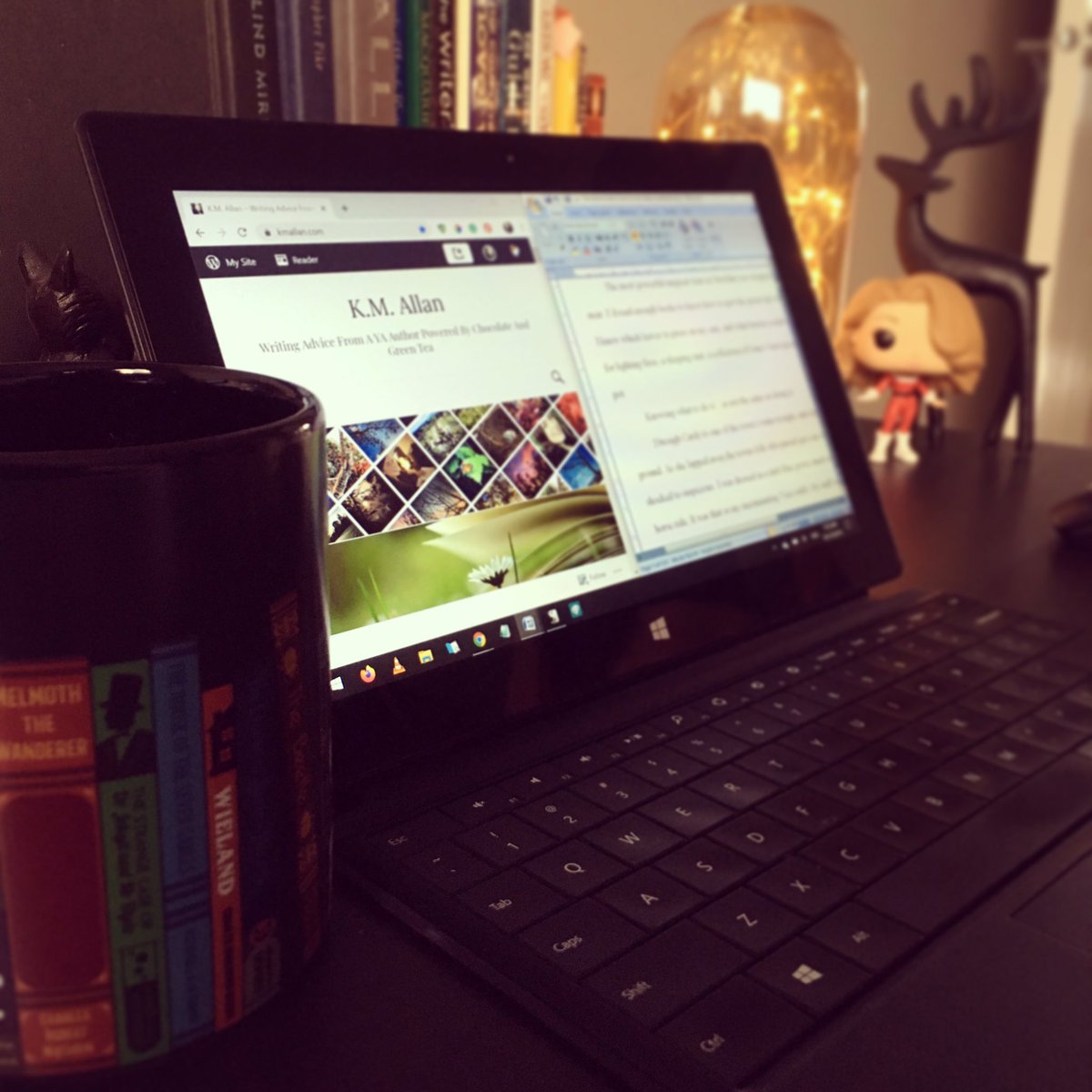 KMAllan_writer's tweet photo. Blogs and beta reading are on my agenda today. What are you up to?
...
#writers #writinginspiration #blogging #betareading #writerslife #surfacepro #writersdesk #bookmug #writingcommunity https://t.co/fHJryAtn53