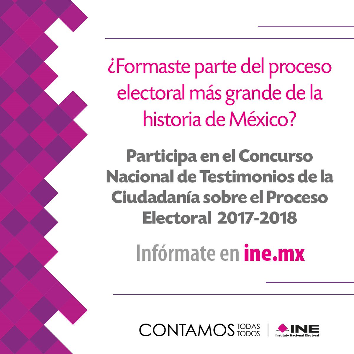 Te invitamos a participar compartiendo tu experiencia de las #Elecciones2018. En #Coahuila llama al 844 242 14 30 para pedir mayor información o visita ine.mx