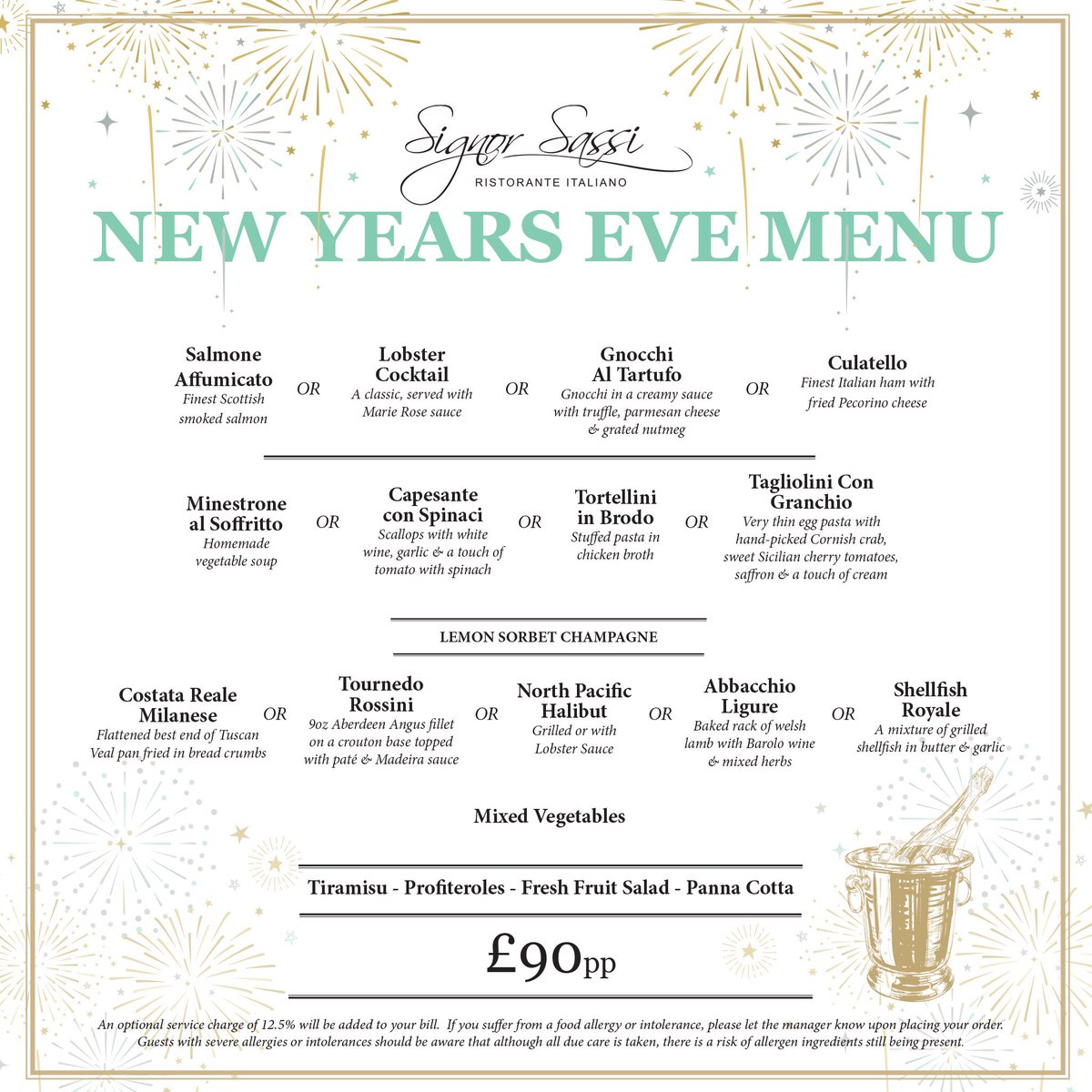 SignorSassi's tweet photo. Celebrate New Year in style at Signor Sassi.

We’ve created a truly sensational Italian feast to ring in 2020 🇮🇹🥂

#NYE #KnightsbridgeGreen #London @SanCarlo_Group https://t.co/KwQeea5UfI