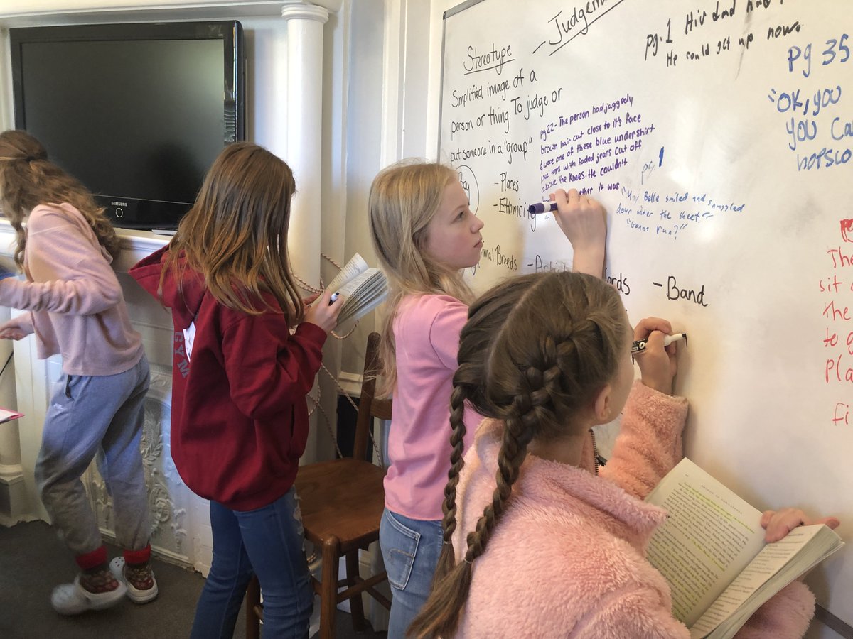 RAlpharetta's tweet photo. In Mrs. Burk's 6th grade Language Arts class, students were tasked with finding examples of stereotypes from the novel Bridge to Terabithia. Afterward, everyone had a discussion about stereotypes they're faced with on a daily basis. #riversacademyalpharetta #realworldapplication https://t.co/ihHUmv1x1d