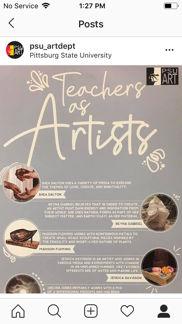 PSUArt's tweet photo. The Senior Art Education students have a gallery showing right now on the second floor of Porter Hall. The work is fantastic! Come support them this Saturday at 2pm for the Teachers as Artists Reception #PSU #ArtEducation https://t.co/XjULNPa2f7