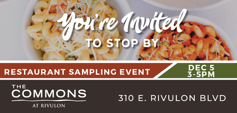 Rivulon's tweet photo. If you work at Rivulon or are in the area Thursday afternoon, you're invited to stop by, open house-style, to enjoy sample bites from Rivulon restaurants! Details: https://t.co/kej5ymTadz https://t.co/qVcZ4LynTF