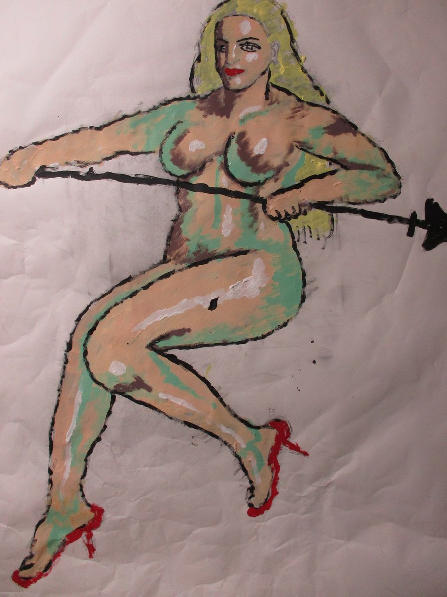 スピアを持った女神　油彩　キャンバス　50号　尾上雄一　アンハサウェイ