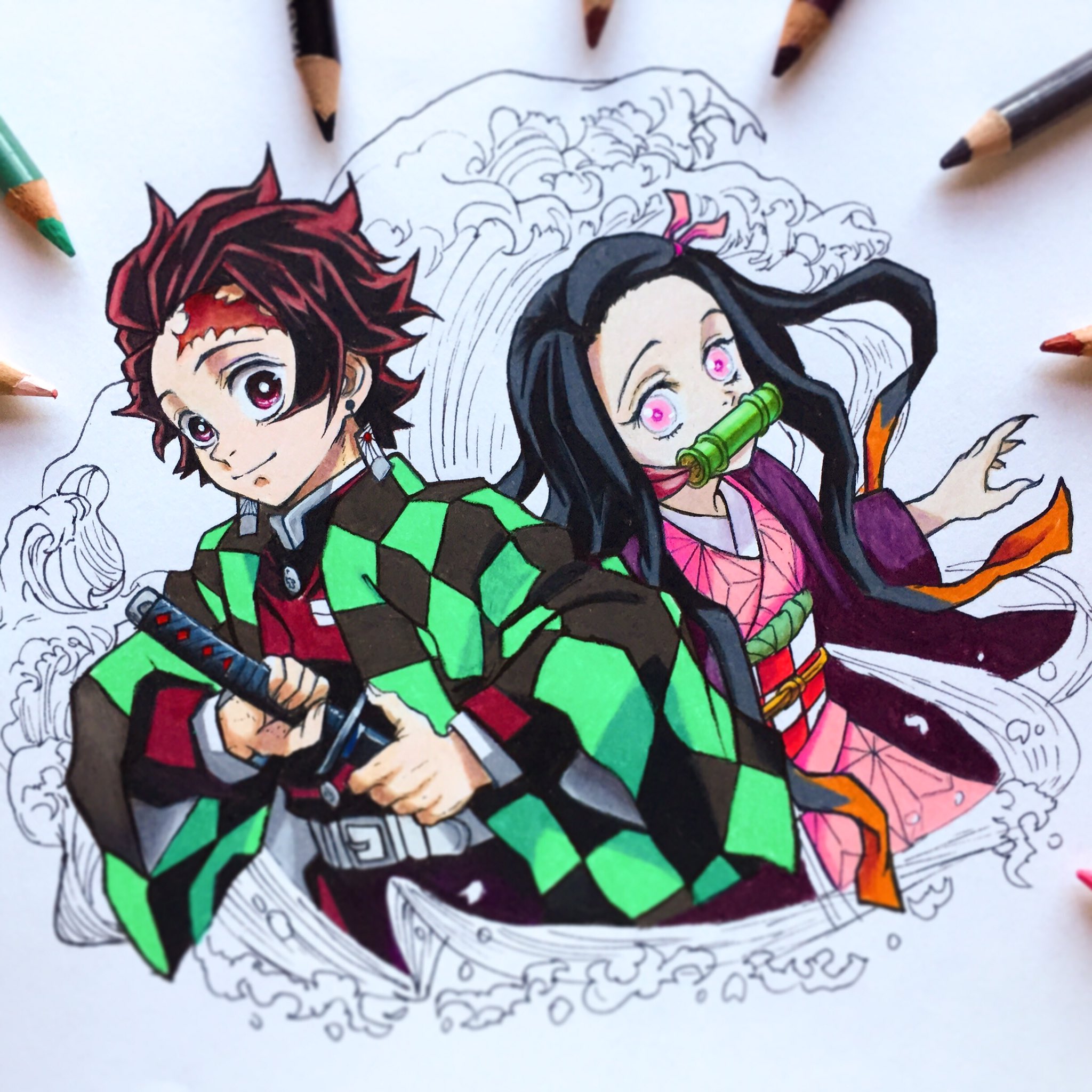 Emilymegan Art Tanjiro Amp Nezuko I Ve Been So Ill These Past Weeks Barely Been Able To Draw Don T Forget To Check Out My Etsy For Prints I