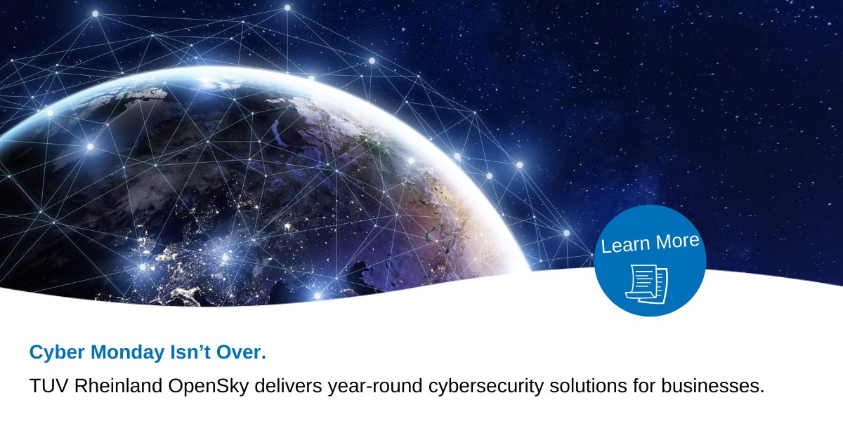 TUVRheinlandOS's tweet image. #CyberMonday may have passed. But TUV Rheinland OpenSky #cybersecurity experts are delivering safe and secure business solutions year-round. Check out our solutions page to learn more. tuv.li/1bA3 #InfoSec #CloudSecurity #IoTSecurity #IndustrialCybersecurity