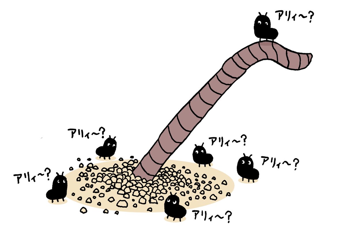 すぎもとゆうま No Twitter ミミズの干物を巣に突き刺すアリ達 入り口を塞いでしまい立ち往生していたアリ達を夏に二回見ました 蟻 Ant 虫 昆虫 Insect 生き物 Creature ミミズ Oligochaeta