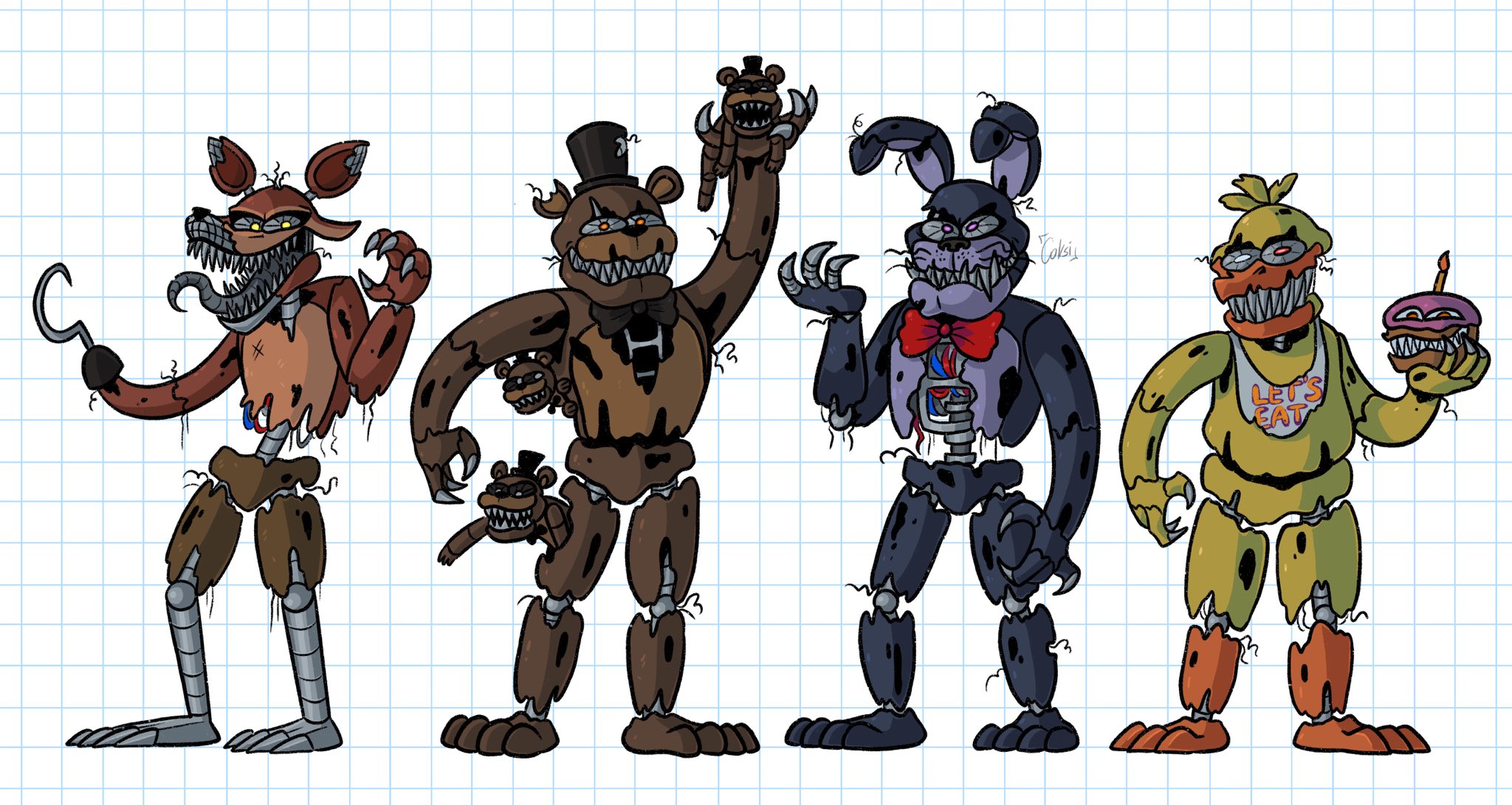 Coksi🌱 on X: the nightmare gang's all here #fnaf #fnaf4