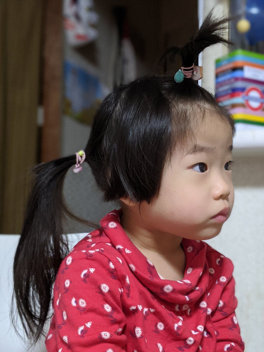 春雨ちゃんを目指してツインテールにしようとしたのに、「ドキンちゃん