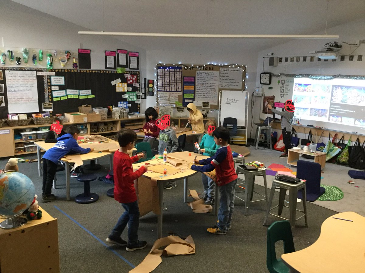 KrisKoke's tweet photo. When your teacher asks how we can transform our room into a winter wonderland... creativity, imagination and ADST! https://t.co/5BEAOeKsFh