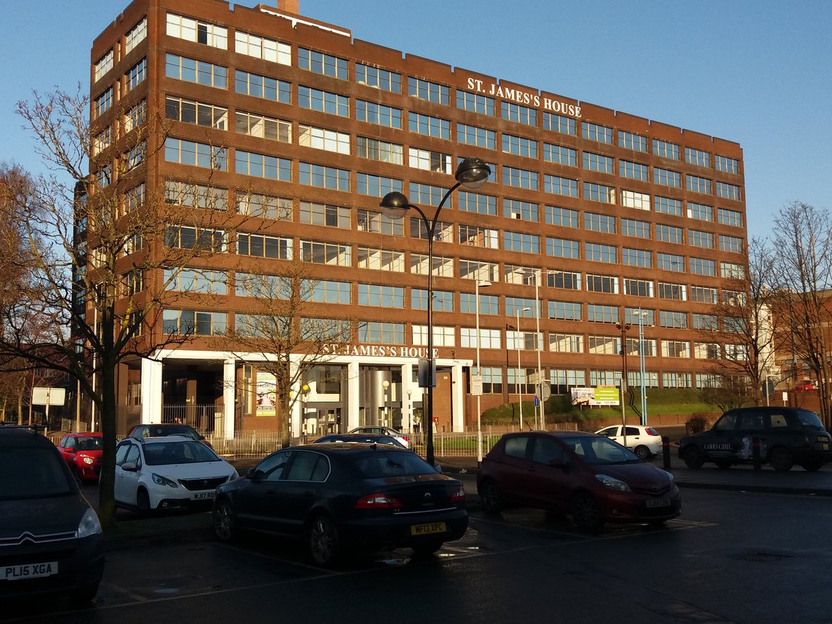 SimonR_GPHG's tweet photo. Early start in Salford and St James House resplendent in the freezing sunshine. It was probably warmer outside than it was inside as I recall. As we reflect on the 10 years of @MyGreatPlace this place tells a few stories of how the business has grown and changed in that time https://t.co/NIwZPhcO7I
