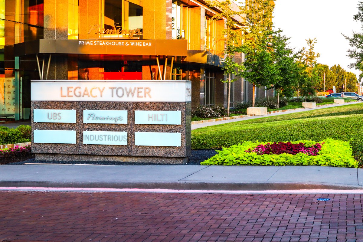 Legacy Tower, managed by  <a href="/CBRE/">CBRE</a>, is another stunning, <a href="/the_nalp/">NALP</a> award winning project that TCA maintains. This multi-use, 13 story property, Class AA office building attracts high-end renters by showcasing its pristine environment.  Terracare is proud of our Texas team!