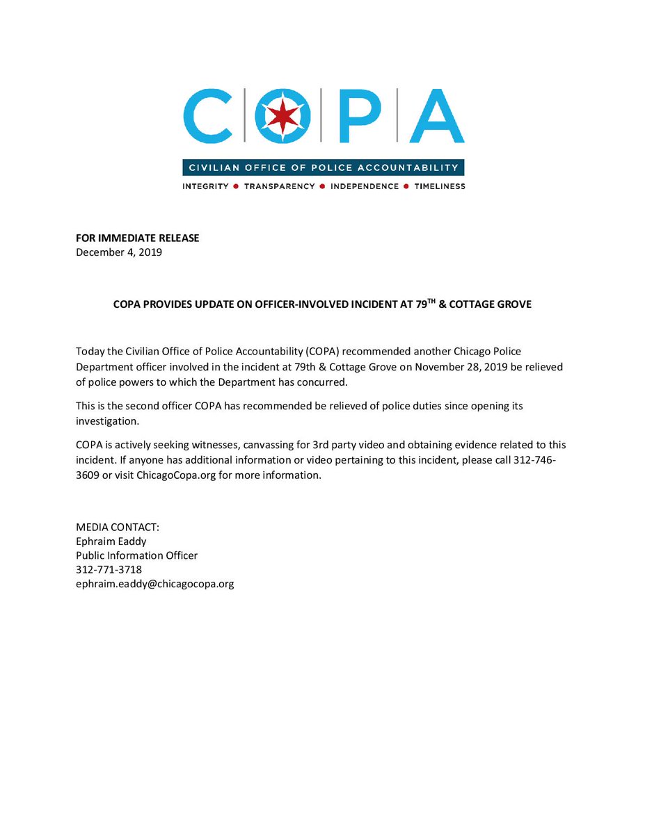 Copa On Twitter Copa Provides Update On Officer Involved