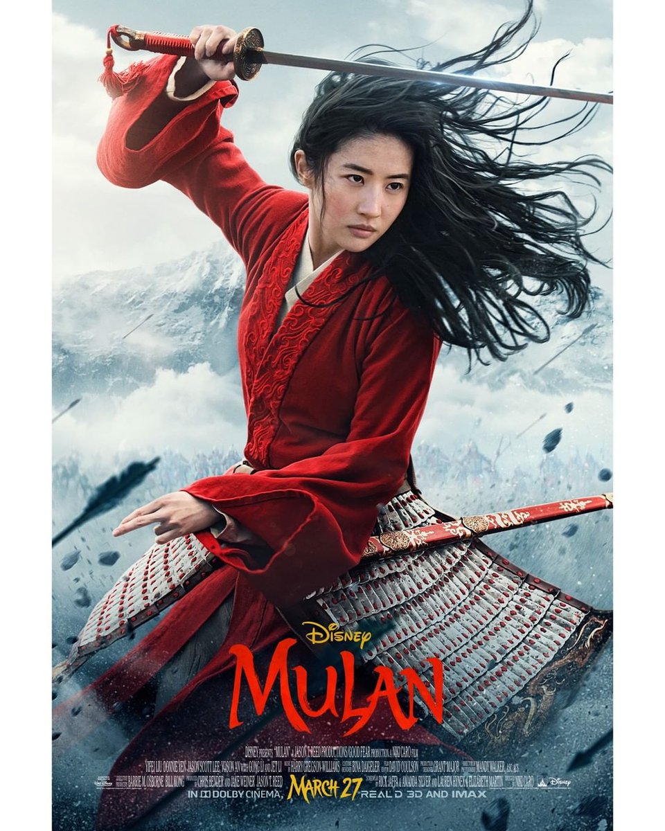 THR's tweet photo. Let’s get down to business. The official poster for Disney's #Mulan has arrived. Will you be seeing the live-action remake in theaters? https://t.co/mouuhCj1K3