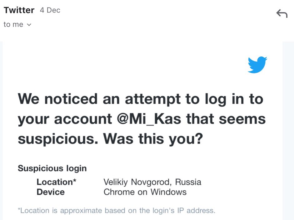 No, that was not me.
An attempt to log in to my Twitter from Russia...