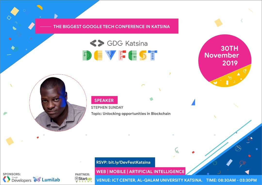 StacksCommunity's tweet image. Shoutout to evangelist, Stephen Sunday, for delivering a great intro to @blockstack at @gdg's #DevFest in Katsina, Nigeria last weekend!
Take a look at his full talk here: youtube.com/watch?v=juRIt3… #BlockstackGlobal