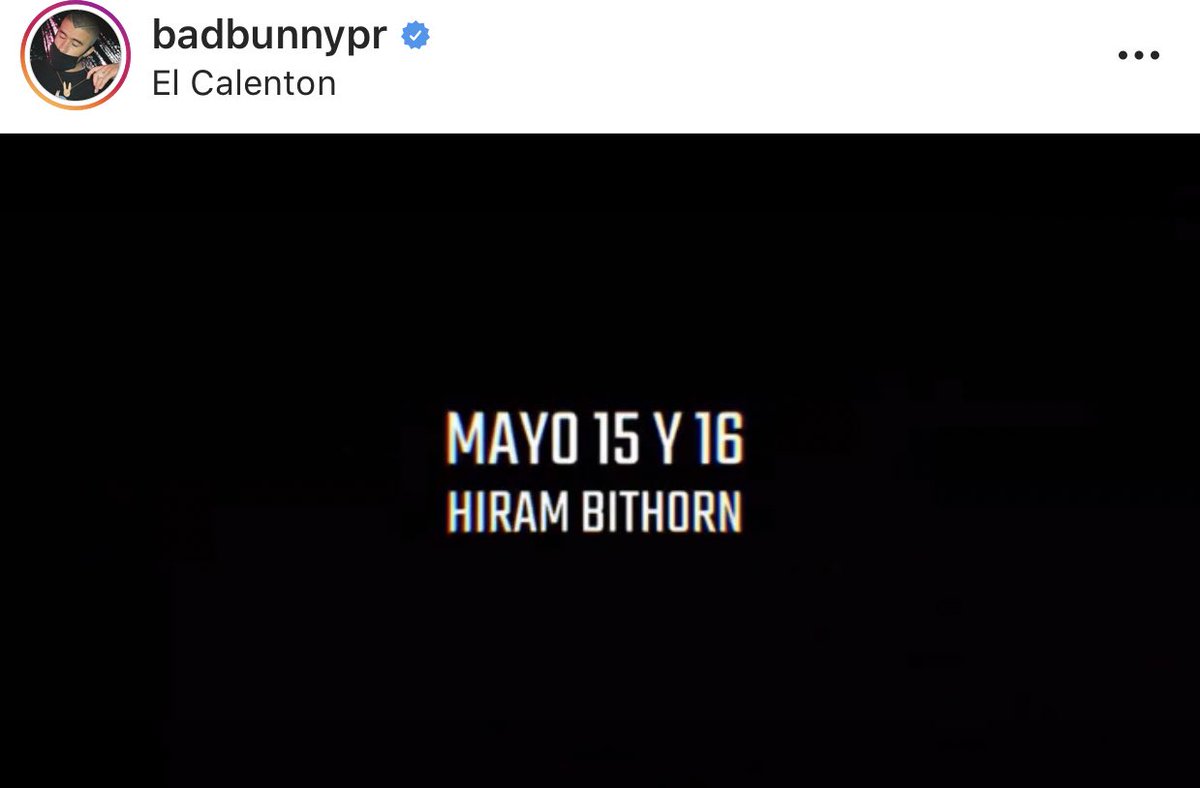 Bad Bunny en Concierto 
Mayo 15 y 16 
Estadio Hiram Bithorn