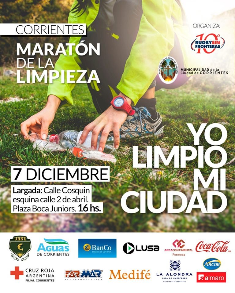 La Maratón ‘Yo Limpio Mi Ciudad’ llega a #Corrientes este sábado 7 de diciembre a las 16 hs. junto a <a href="/municorrientes/">Municipalidad de Corrientes</a> y un gran equipo!
La largada será en calle Cosquín esquina calle 2 de Abril.
 
Te invitamos a que participes, inscribíte acá ➡ bit.ly/34vvZO5