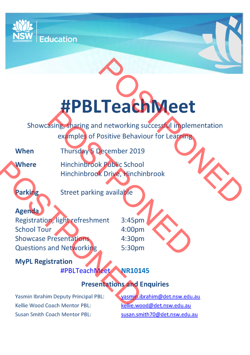 Susan Smith (@smitheesusan) on Twitter photo Due to the extremely, poor air quality, the #PBLTeachmeet at
Hinchinbrook PS this afternoon has been postponed.
<a href="/yasmin_e_ibby/">Yasmin Ibrahim</a> <a href="/emma_jefferys/">Emma Jefferys</a> <a href="/AliMahlberg/">Ali Loughrey</a> <a href="/ZoeMcFetrich/">Zoe McFetrich</a> <a href="/LeahPenney2/">Leah Penney</a> <a href="/KarissaPedron/">Karissa Pedron</a> <a href="/BrendanSexty/">Brendan Sexty</a> <a href="/Kellie_PBL/">Kellie Wood</a> Due to the extremely, poor air quality, the #PBLTeachmeet at
Hinchinbrook PS this afternoon has been postponed.
<a href="/yasmin_e_ibby/">Yasmin Ibrahim</a> <a href="/emma_jefferys/">Emma Jefferys</a> <a href="/AliMahlberg/">Ali Loughrey</a> <a href="/ZoeMcFetrich/">Zoe McFetrich</a> <a href="/LeahPenney2/">Leah Penney</a> <a href="/KarissaPedron/">Karissa Pedron</a> <a href="/BrendanSexty/">Brendan Sexty</a> <a href="/Kellie_PBL/">Kellie Wood</a>
