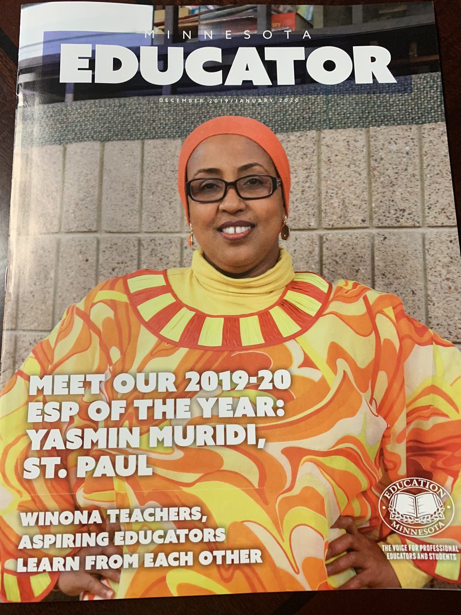 DeniseSpecht's tweet image. I loved reading the Minnesota Educator cover story about Yasmin Muridi, @EducationMN Education Support Professional of the Year! You can read more about her and the critical work of ESPs in our schools. #eESPect educationminnesota.org/EDMN/media/edm…