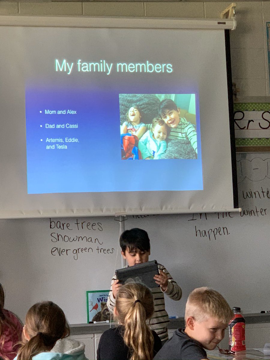 Merrell1stGrade's tweet photo. First time doing a Thanksgiving Keynote Project! It was a fun way for the kids to share about their break with the class. 😍 They were a hit &amp; students did an awesome job presenting. Thank you @toddamy34 for your Keynote lesson that got this project started!! https://t.co/P7ucXAEGkG