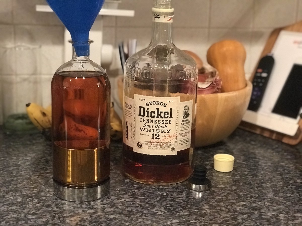 ncsulilwolf's tweet photo. And now, we wait! 🥃 Thanks, @NothnButAGThing - can't wait to try this Orange Ginger #GeorgeDickel in a few days. 🤞

(Infusion jar and blend by @ethanashebrand.) https://t.co/Wj5rggb1eH