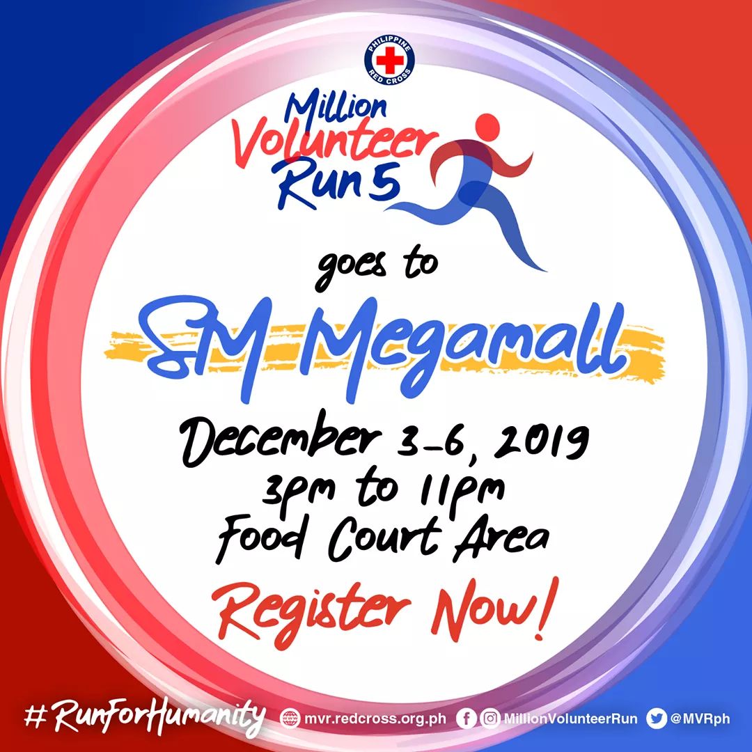 MVRph's tweet photo. @MVRph goes to @smmegamall!

To register, visit our booth at the Food Court on December 03 to 06, 2019 from 3PM to 11PM.

Hurry and register now! :)

See you and together, let's #RunForHumanity https://t.co/7Obxkpa6ke