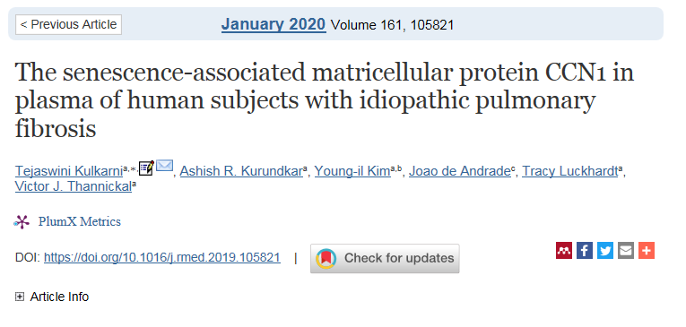 ATS_BSHSR's tweet photo. The #senescence- #associated #matricellular protein #CCN1 in #plasma of human subjects with #idiopathic #pulmonary #fibrosis. #IPF #Lung https://t.co/NdBydpJhJ2 https://t.co/I28uQ8sC3B