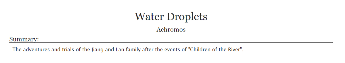 Water Droplets by  @BooBooMondi  https://archiveofourown.org/works/20407387/chapters/48407413TW: mpreg.Follow up from Children of the River. WARNING FLUFF AHEAD.