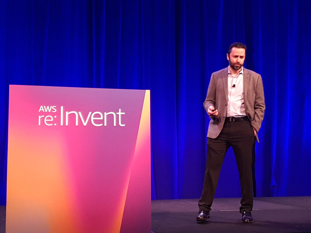AWSEvents's tweet photo. Toyota's @BrianKursar explains that "one of the great things about AWS is it gives us options". These options have helped Toyota to scale economically by eliminating waste using #Serverless. He likens it to no longer having to buy an entire parking lot for one car. #reInvent https://t.co/3gxcJUdSh8