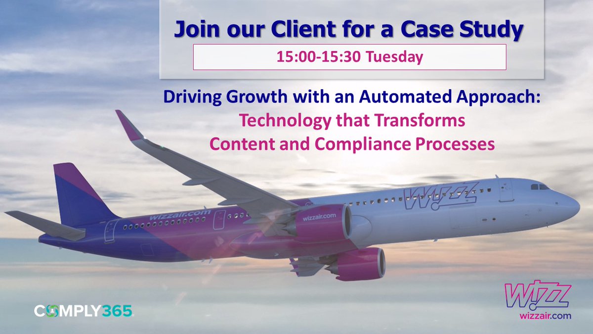 Comply365's tweet photo. Shout-out to our client, @WizzAir, speaking @AircraftCommrce #FlightOperations Conference in London at 3pm Tuesday. Join us to hear how one of Europe's fastest growing low-cost carriers envisions the role technology plays in achieving its business objectives. #PDFIsNotEnough https://t.co/zmN9hjRvAL
