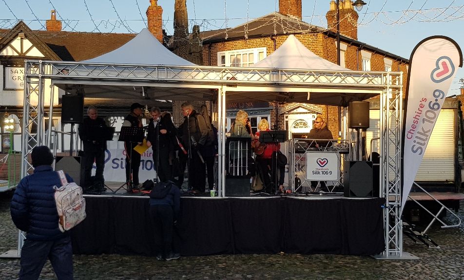 Another one of the stages we provided this weekend for Christmas light switch-on events.  This one was at Sandbach, again hosted by Silk FM.