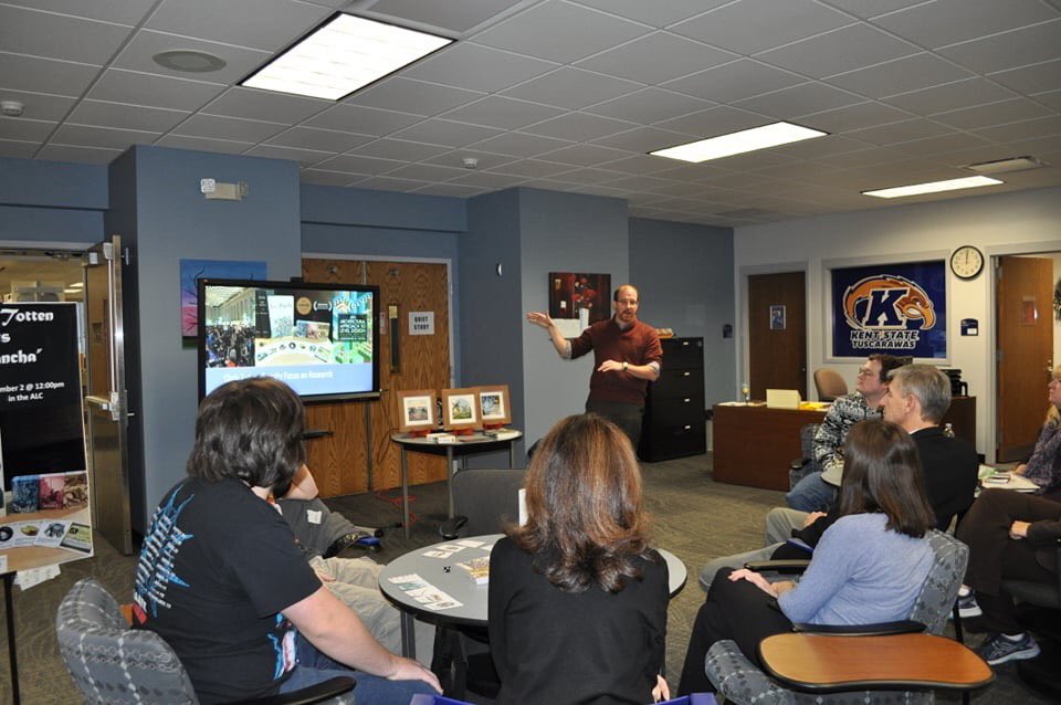 Thanks <a href="/Totter87/">TAREN OTTER</a> for giving a presentation on your award winning game, La Mancha today <a href="/KentTuscALC/">Kent State Tusc ALC</a>.