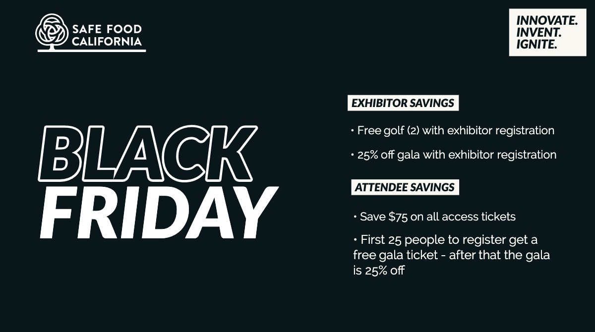 Black Friday deals are live! Don't pay more if you don't have too! Save big on Safe Food California! safefoodcalifornia.com/black-friday #SFC2020