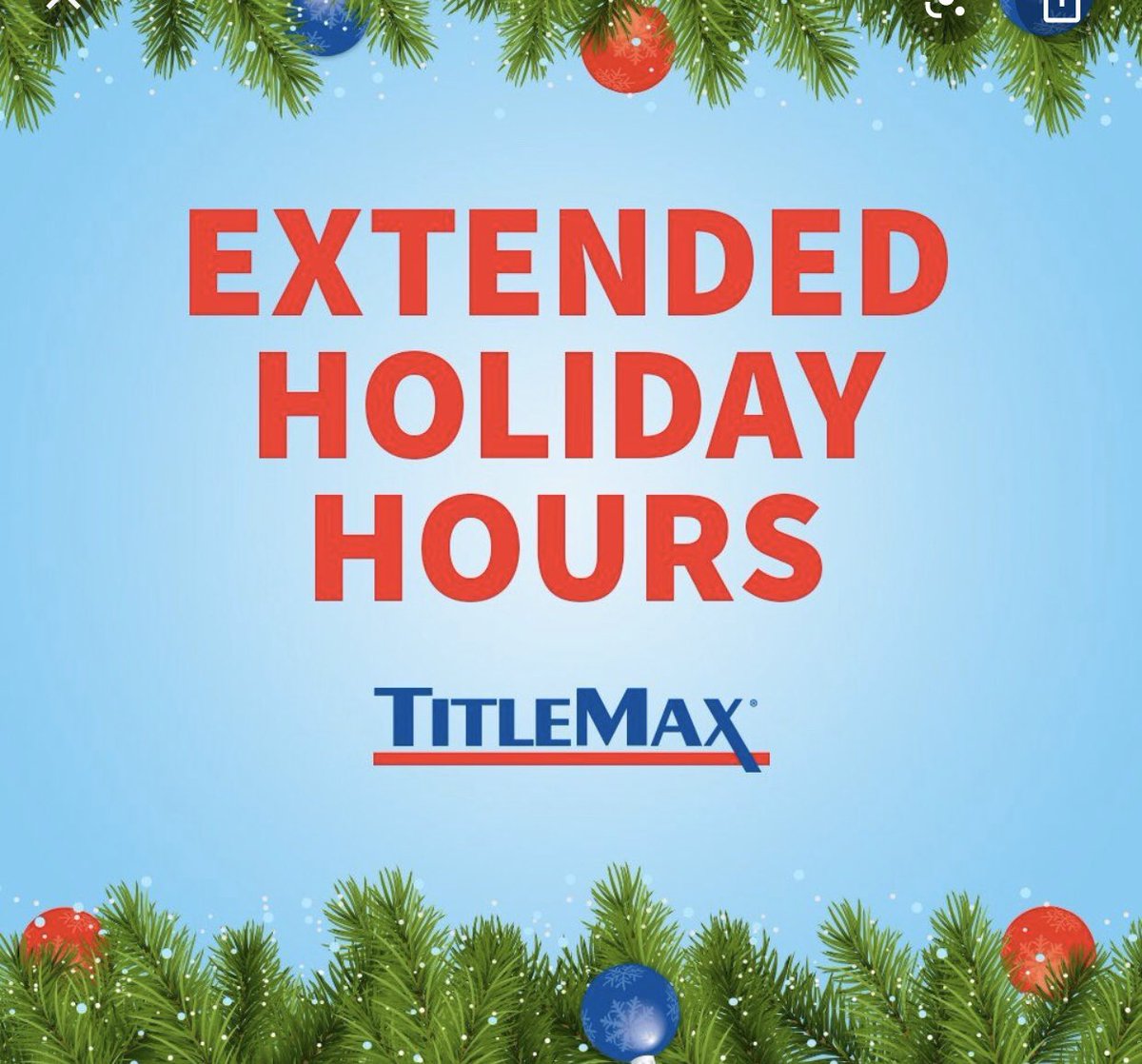 I’m excited to say, we have extended  our holiday hours to help assist you and your family in any needs you need during these fabulous holidays! Come by and see us, we will be here until 8pm tonight! #tmx #HappyHolidays