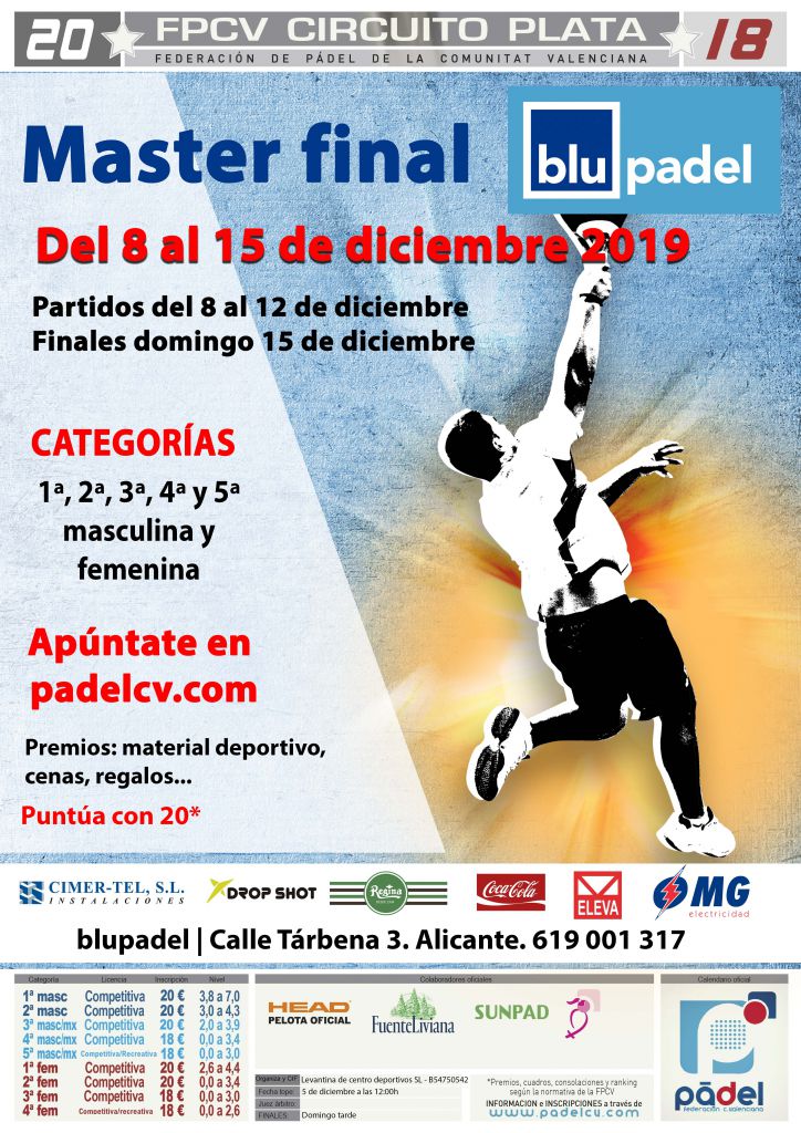 @blupadelindoor <a href="/PadelCV/">Federación de Pádel de la Comunitat Valenciana</a> <a href="/alicantepadel/">Padel Alicante</a> <a href="/Padelanto/">Padelanto</a> <a href="/PadelSunpad/">Padel Sunpad</a> Y si no entras en el Máster 2019🎾 tienes sitio en el Open paralelo @blupadelindoor 
📝Inscríbete al Máster:
👉Open bit.ly/2raM6Tc 
⏰Límite Viernes 6 12.00 AM
<a href="/padelcv/">Federación de Pádel de la Comunitat Valenciana</a> tenemos tu categoría <a href="/PadelSunpad/">Padel Sunpad</a>