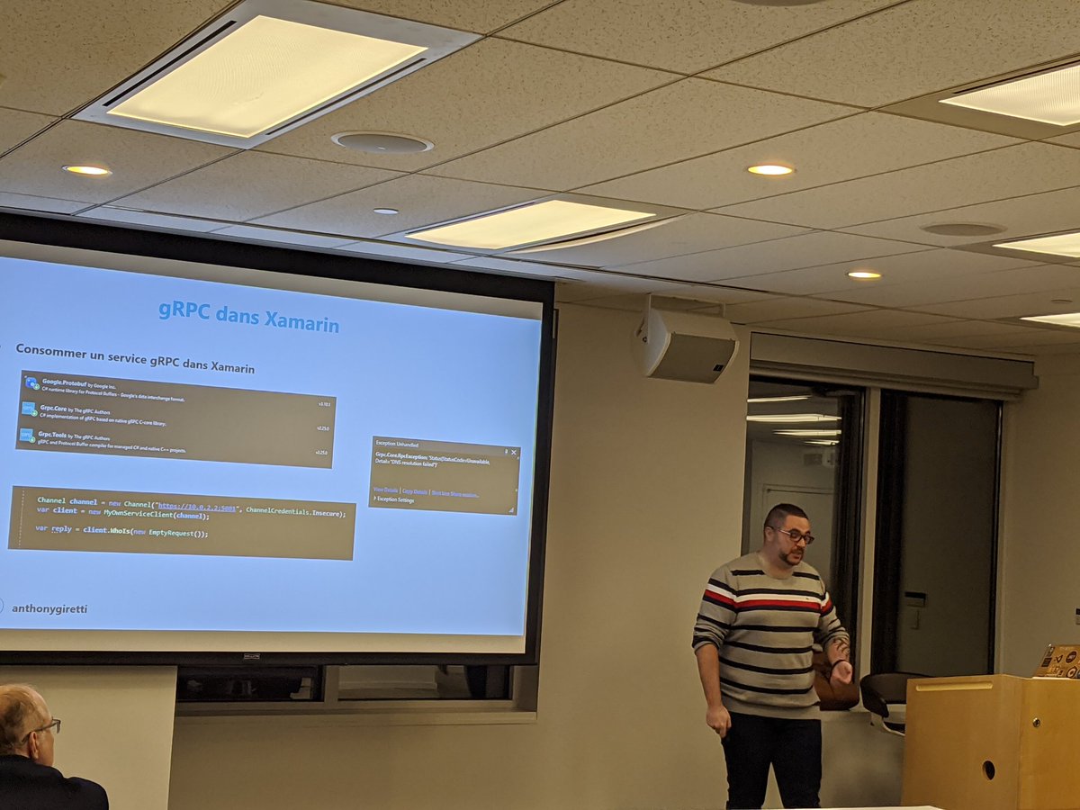 hissibini's tweet image. NOW LIVE at @MTLMobileDev: Introduction to gRPC for .Net developers by @anthonygiretti 

#grpc #xamarin #aspcore