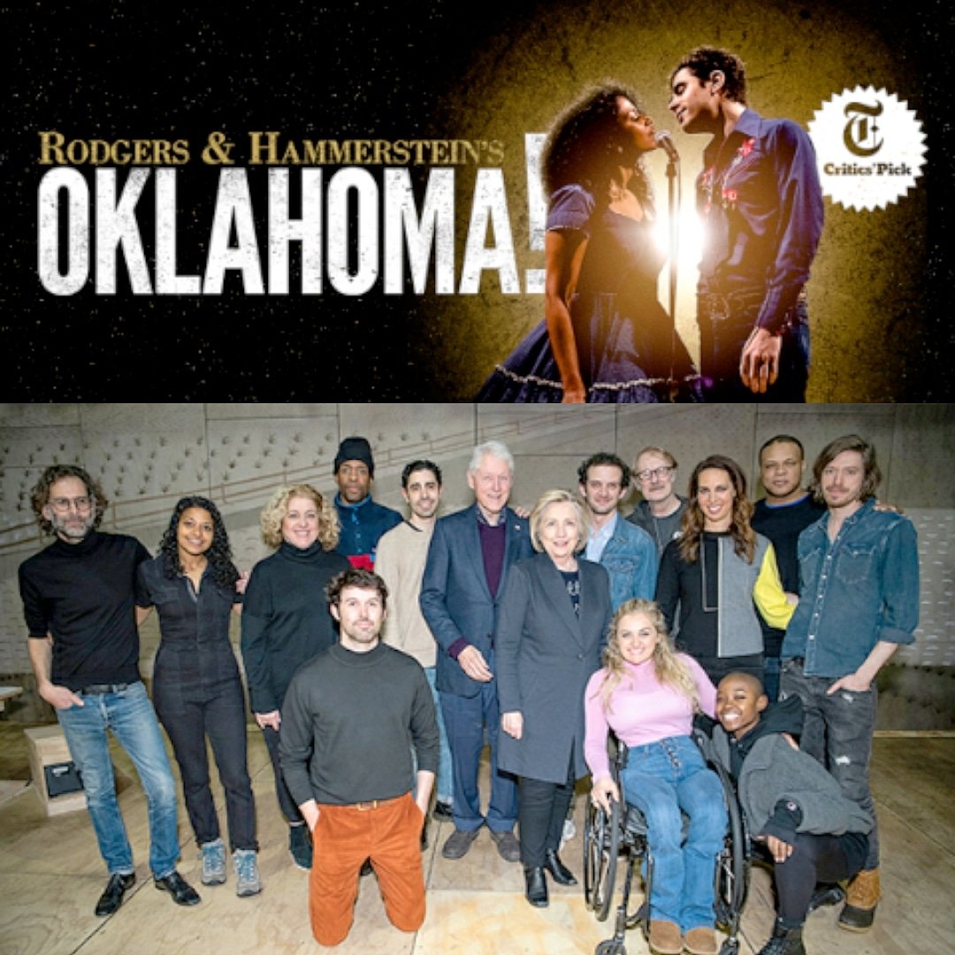 "There's a bright golden 'Hill' on the meadow, there's a bright golden 'Bill' on the meadow, the #Clintons ride high as an elephant's eye, and it looks like this show is a glint in their eye..." #oklahoma #hillaryclinton #billclinton #broadway #revival #rodgers #hammerstein