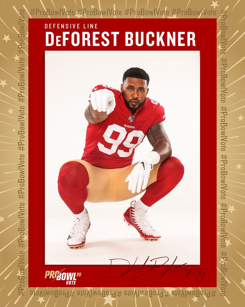 49ers's tweet image. They've been eatin' and now they need your help tweetin'

Every tweet/RT of #ProBowlVote = 1 vote!

@arikarmstead 
@DeForestBuckner 
@nbsmallerbear 
@IamDeeFord