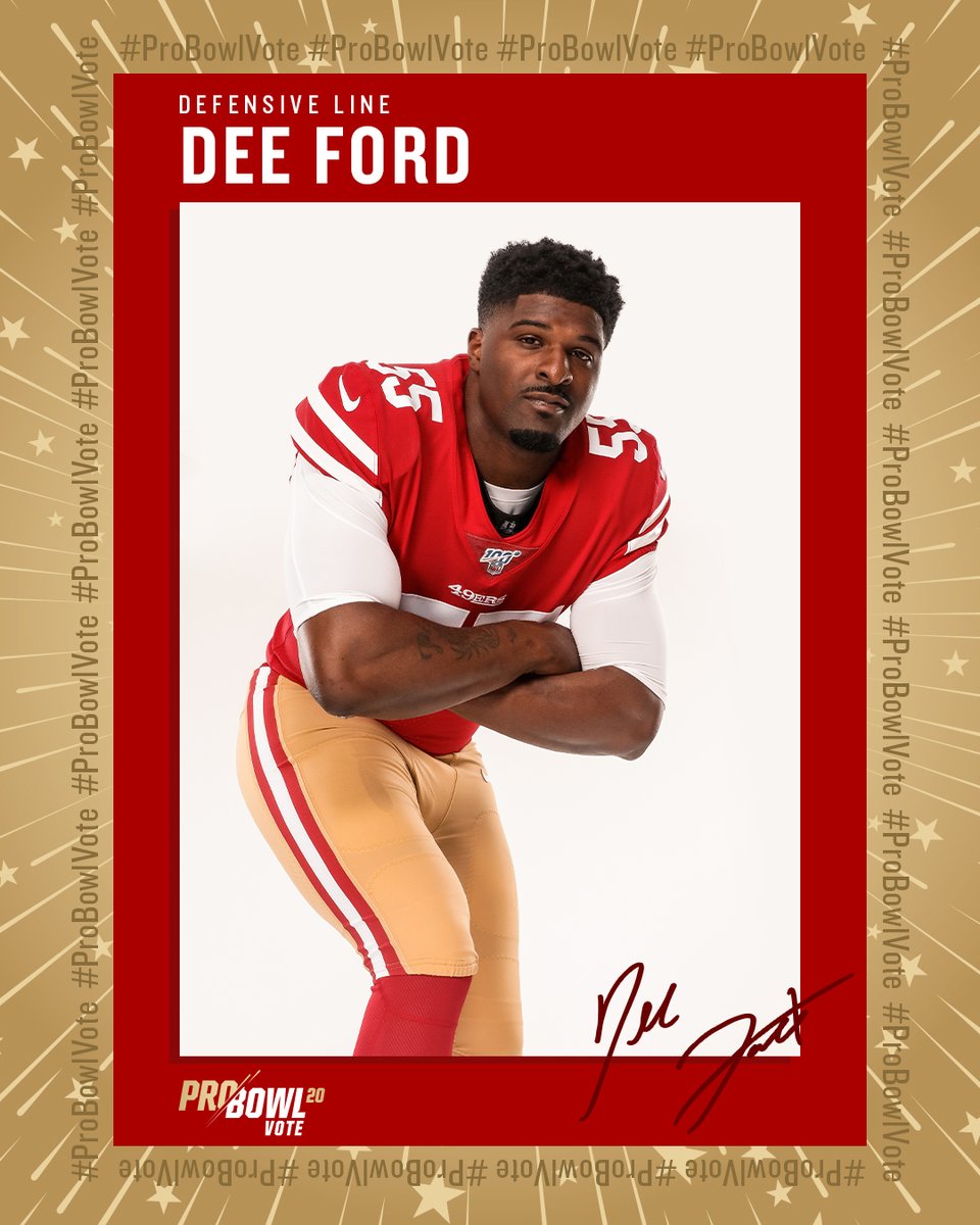 49ers's tweet image. They've been eatin' and now they need your help tweetin'

Every tweet/RT of #ProBowlVote = 1 vote!

@arikarmstead 
@DeForestBuckner 
@nbsmallerbear 
@IamDeeFord