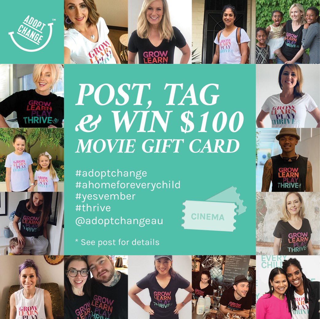 AdoptChangeAU's tweet image. Our vision of #ahomeforeverychild stretches across the globe thanks to Tiffany, Halley &amp;amp; even to Fur-Children like Wally! Wear&amp;amp;Share your #GrowLearnPlayThrive Tee before Fri 7/12 to enter the draw for: Event Cinema Family Pass (2 Adults &amp;amp; 2 children) &amp;amp; $50 CandyBar voucher. 🎫 🎄