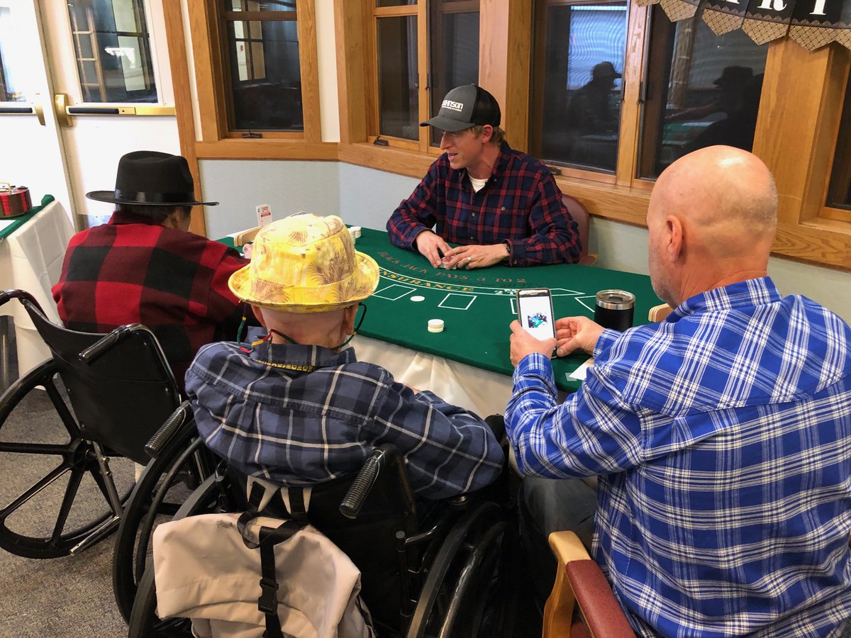 gejcc's tweet photo. Our Sage Living project team in Jackson, WY volunteered at the assisted living facility’s Casino Night! The residents were very happy to interact with the project team involved in building their new facility. #BuildingCommunity @stjohnshealth https://t.co/K9JEFWeyQl