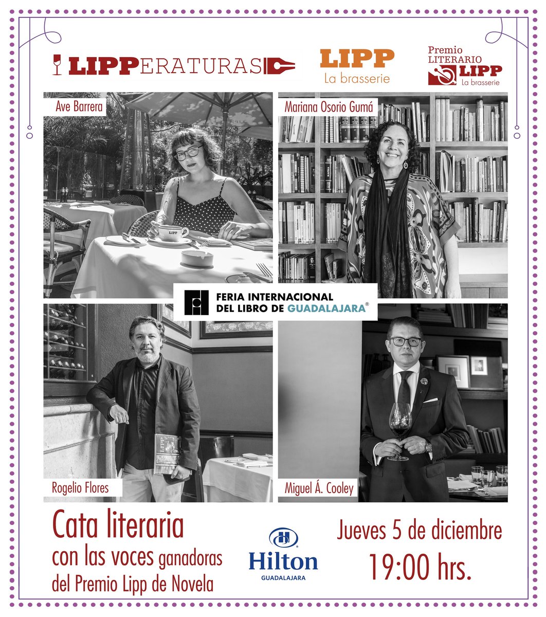Nos vemos en la <a href="/FILGuadalajara/">FIL Guadalajara</a> con nuestras #Lipperaturas en una experiencia narrativa hacia el disfrute de los vinos y la palabra.
Este viaje sensorial será guiado por diferentes momentos de las novelas ganadoras del #PremioLipp
¿Quieres asistir? Mañana te decimos cómo.